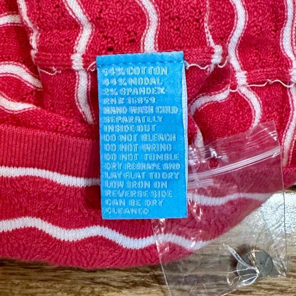 NWT J.McLaughlin Women's Zia Crewneck Scallop Caicos Coral/Wht Stripe Sz‎ XL - Picture 4 of 8